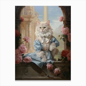 Cat Perching Outside Rococo Style Canvas Print