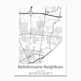 Bellefontaine,United States Minimalist Map 1 Canvas Print