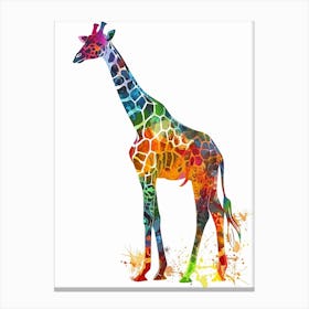 Colourful Watercolour Style Giraffe Portrait 3 Canvas Print