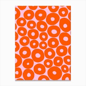Pink And Orange Abstract Circles Canvas Print