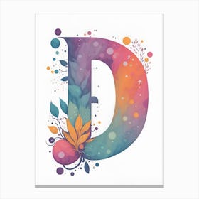 Colorful Letter D Illustration 74 Canvas Print