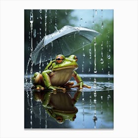 Frog In The Rain Canvas Print