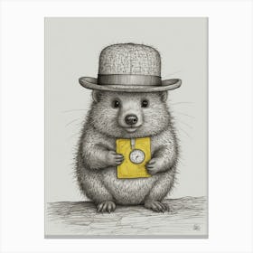 Hedgehog In Hat Canvas Print