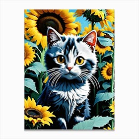 Sunflower Cat Canvas Print