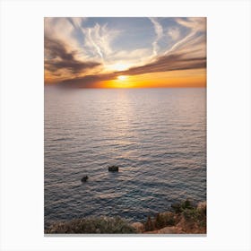 Sunset on the sea in Malta Canvas Print