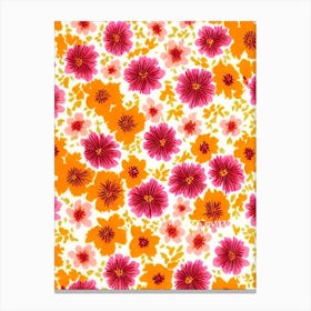 Foxglove Floral Print Retro Pattern 1 Flower Canvas Print