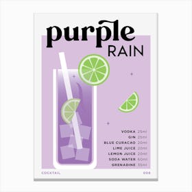 Purple Rain in Purple Cocktail Recipe Canvas Print