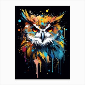 Owl With Black Background Canvas Print