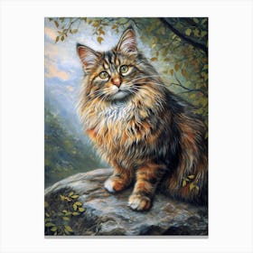 Norwegian Forest Cat Relief Illustration 2 Canvas Print