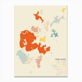 Orkney Islands Scotland Coastal Map Canvas Print