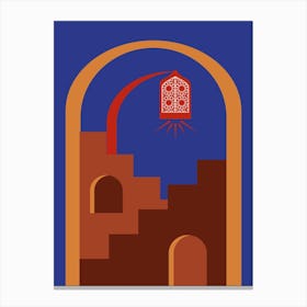 Islamic Architecture. Boho, Boho decor: Egypt, Morocco night poster. Moon Canvas Print