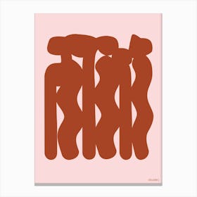 The Dance Maroon And Light Pink Abstract Minimalist Canvas Print