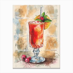 Singapore Sling Inspired Cocktail Canvas Print