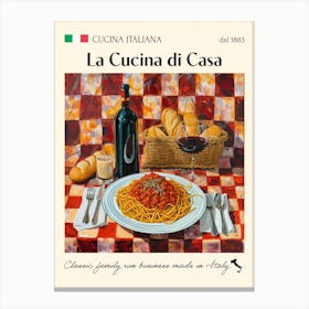 La Cucina Di Casa Trattoria Italian Poster Food Kitchen Canvas Print