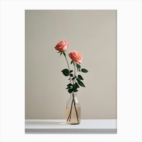 Pink Roses In A Vase Canvas Print