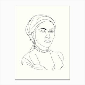 Portrait Of A Woman Hand Drawing Line Art 10 Canvas Print