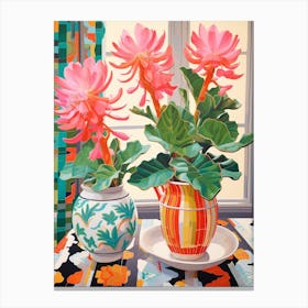 Cactus Painting Maximalist Still Life Easter Cactus 3 Canvas Print