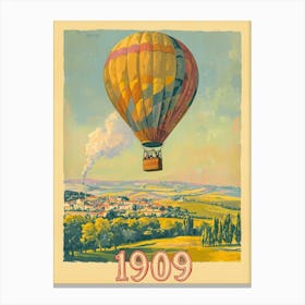 Aihrgdesign A Vintage Travel Poster Of A Hot Air Balloon Floa Da9e3d09 7693 4f40 Ba70 8e6526cbb0e3 0 Canvas Print