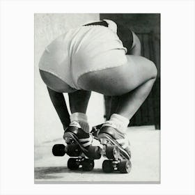 Hot Girl With Roller Skater Vintage Sexy Photography Canvas Print