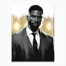 Black Man with Gold Abstract 10 Canvas Print