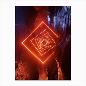 Neon landscape: Squares #2 red [synthwave/vaporwave/cyberpunk] — aesthetic retrowave neon poster Canvas Print