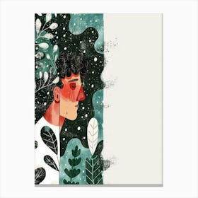 Illustration Of A Man In The Forest Canvas Print