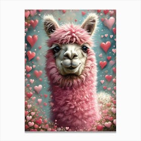 Valentines Day Llama Canvas Print