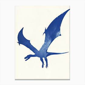 Blue Pterodactyl Dinosaur Silhouette 1 Canvas Print