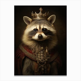 Vintage Portrait Of A Barbados Raccoon Wearing A Crown 2 Canvas Print