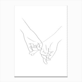 Couple hands line art 1 Canvas Print