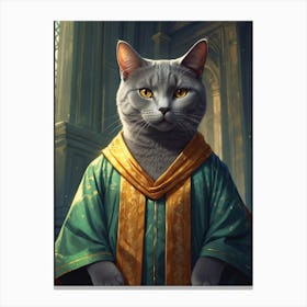 Cat In Robe Canvas Print