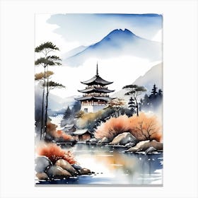 Japanese Landscape Watercolor Painting (69) Canvas Print