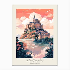 Mont Saint Michel   Normandy, France   Cute Botanical Illustration Travel 0 Poster Canvas Print