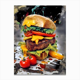 Burger Painting Canvas Print