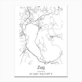 Zug,Switzerland Minimalist Map Canvas Print