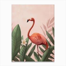 Chilean Flamingo Frangipani Minimalist Illustration 2 Canvas Print
