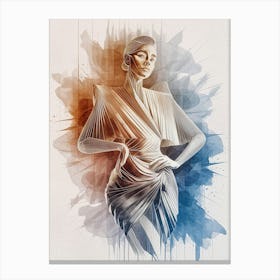 Linear and watercolor woman drawing Canvas Print