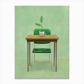 Green Chair With A Plant Canvas Print