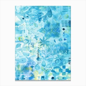 Abstract Turquoise Aqua Blue Watercolor Painting Canvas Print