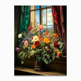 Flowers On A Window Canvas Print