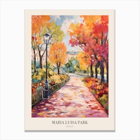 Autumn City Park Painting Maria Luisa Park Seville Spain Poster Canvas Print