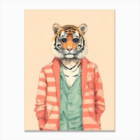 Tiger Illustrations Wearing A Sarong 3 Canvas Print