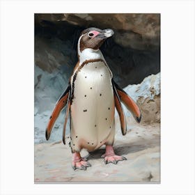 Adlie Penguin Floreana Island Oil Painting 1 Canvas Print