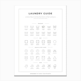 Laundry Poster Black & White Canvas Print