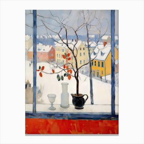 The Windowsill Of Tallinn   Estonia Snow Inspired By Matisse 4 Canvas Print