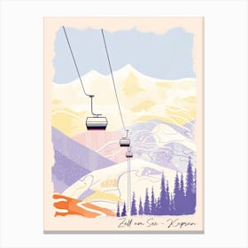 Poster Of Zell Am See   Kaprun   Austria, Ski Resort Pastel Colours Illustration 0 Canvas Print