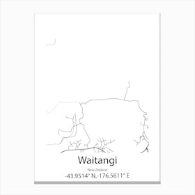 Waitangi,New Zealand Minimalist Map Canvas Print