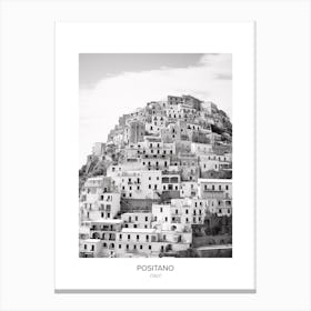 Poster Of Positano, Italy, Black And White Photo 2 Canvas Print