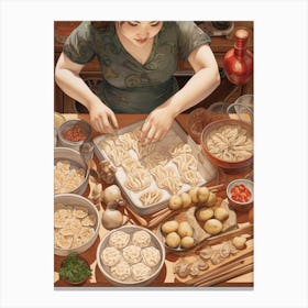 Dumpling Making Chinese New Year 5 Canvas Print