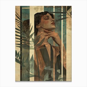 Art Decor Vintage Woman With Leaves Canvas Print